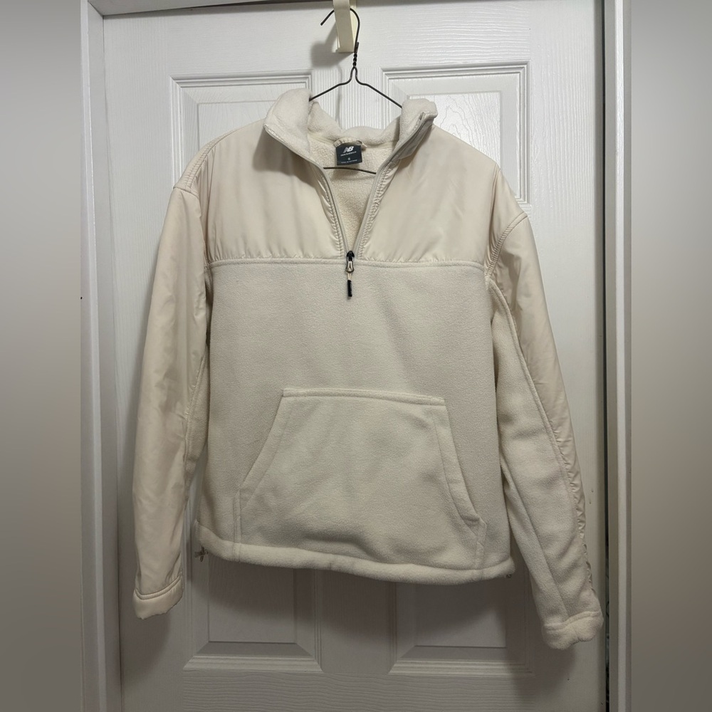 New Balance Cream Half-Zip Fleece Pullover